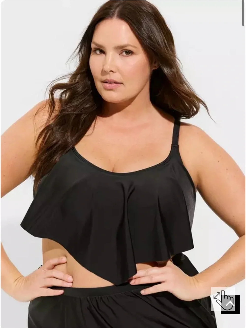 torrid Black Flounce Swim Crop Top